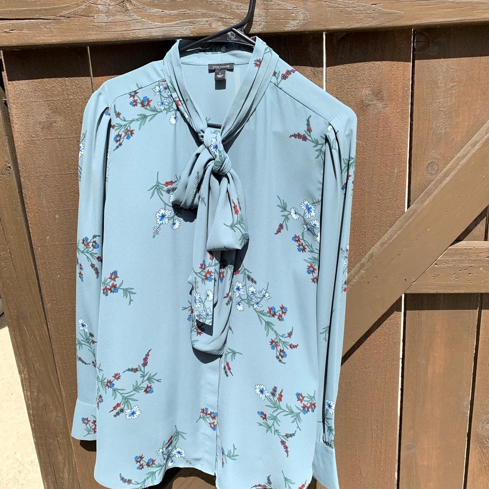 Ann Taylor Bow Neck Blouse